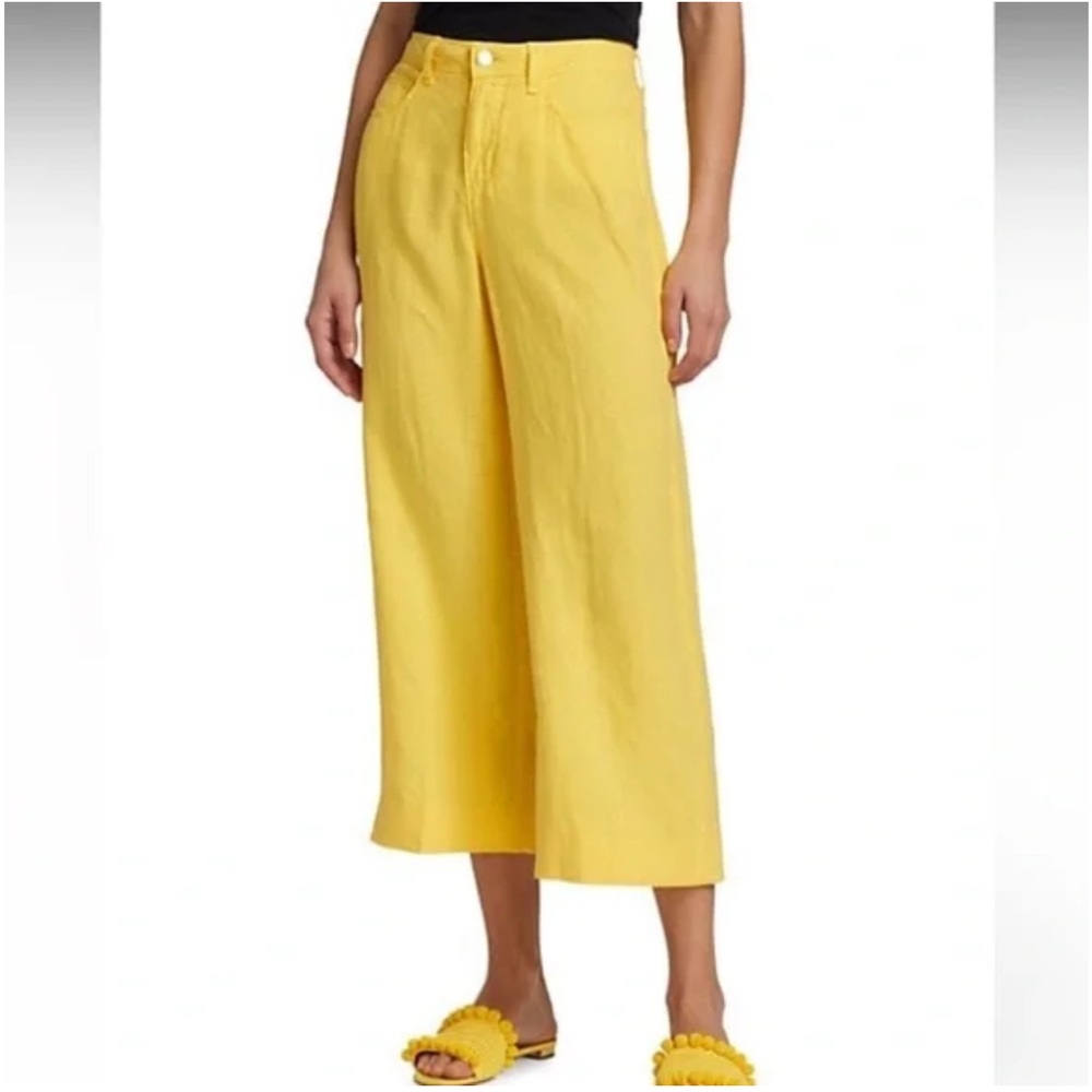 L’Agence 100% linen Bright Yellow Wide-Leg Pants size 26